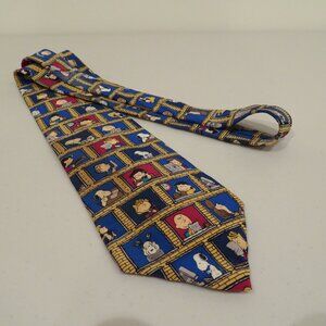 Vintage Peanuts Snoopy Charlie Brown Silk Novelty Tie Blue